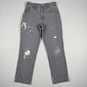 Carhartt Paint Splatter Thrashed Canvas Work Pants Gray Mens 32x34 Distressed